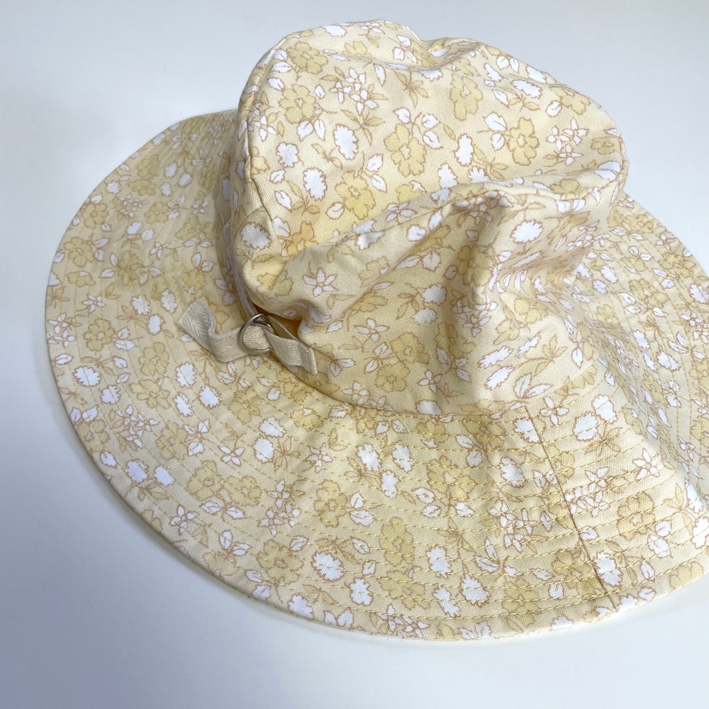 Madewell Butter Yellow Floral Cotton Bucket Sun Hat Packable Size S/M Cottage - Picture 4 of 7